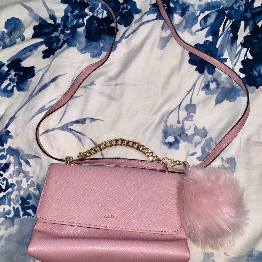 New leather crossbody with fur keychain